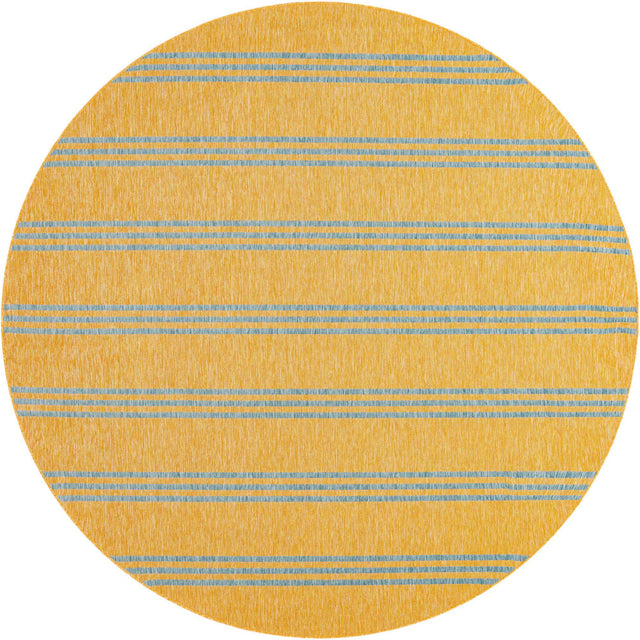 Yellow and Aqua 10' 8 x 10' 8 Jill Zarin Outdoor Round Area Rug Weather Resistant for Patio, Deck, Terrace, Balcony, Porch Durable 100% Polypropylene Carpet for Outside for Sale at Rug Engine