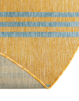 Yellow and Aqua 6' 7 x 6' 7 Jill Zarin Outdoor Round Area Rug Weather Resistant for Patio, Deck, Terrace, Balcony, Porch Durable 100% Polypropylene Carpet for Outside for Sale at Rug Engine