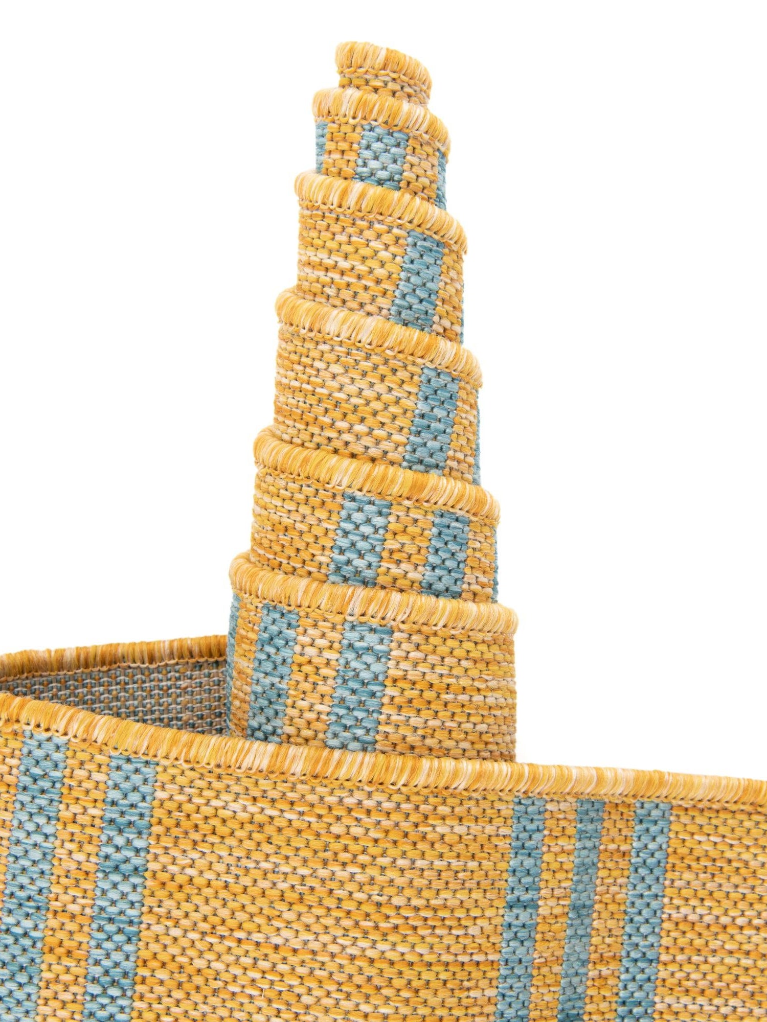 Yellow and Aqua 3' 1 x 3' 1 Jill Zarin Outdoor Round Area Rug Weather Resistant for Patio, Deck, Terrace, Balcony, Porch Durable 100% Polypropylene Carpet for Outside for Sale at Rug Engine