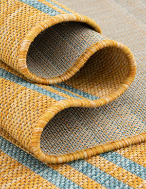Yellow and Aqua 10' 8 x 10' 8 Jill Zarin Outdoor Round Area Rug Weather Resistant for Patio, Deck, Terrace, Balcony, Porch Durable 100% Polypropylene Carpet for Outside for Sale at Rug Engine