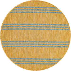 Yellow and Aqua 3' 1 x 3' 1 Jill Zarin Outdoor Round Area Rug Weather Resistant for Patio, Deck, Terrace, Balcony, Porch Durable 100% Polypropylene Carpet for Outside for Sale at Rug Engine