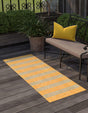 Yellow and Aqua 2' x 8' Jill Zarin Outdoor Runner Area Rug Weather Resistant for Patio, Deck, Terrace, Balcony, Porch Durable 100% Polypropylene Carpet for Outside for Sale at Rug Engine