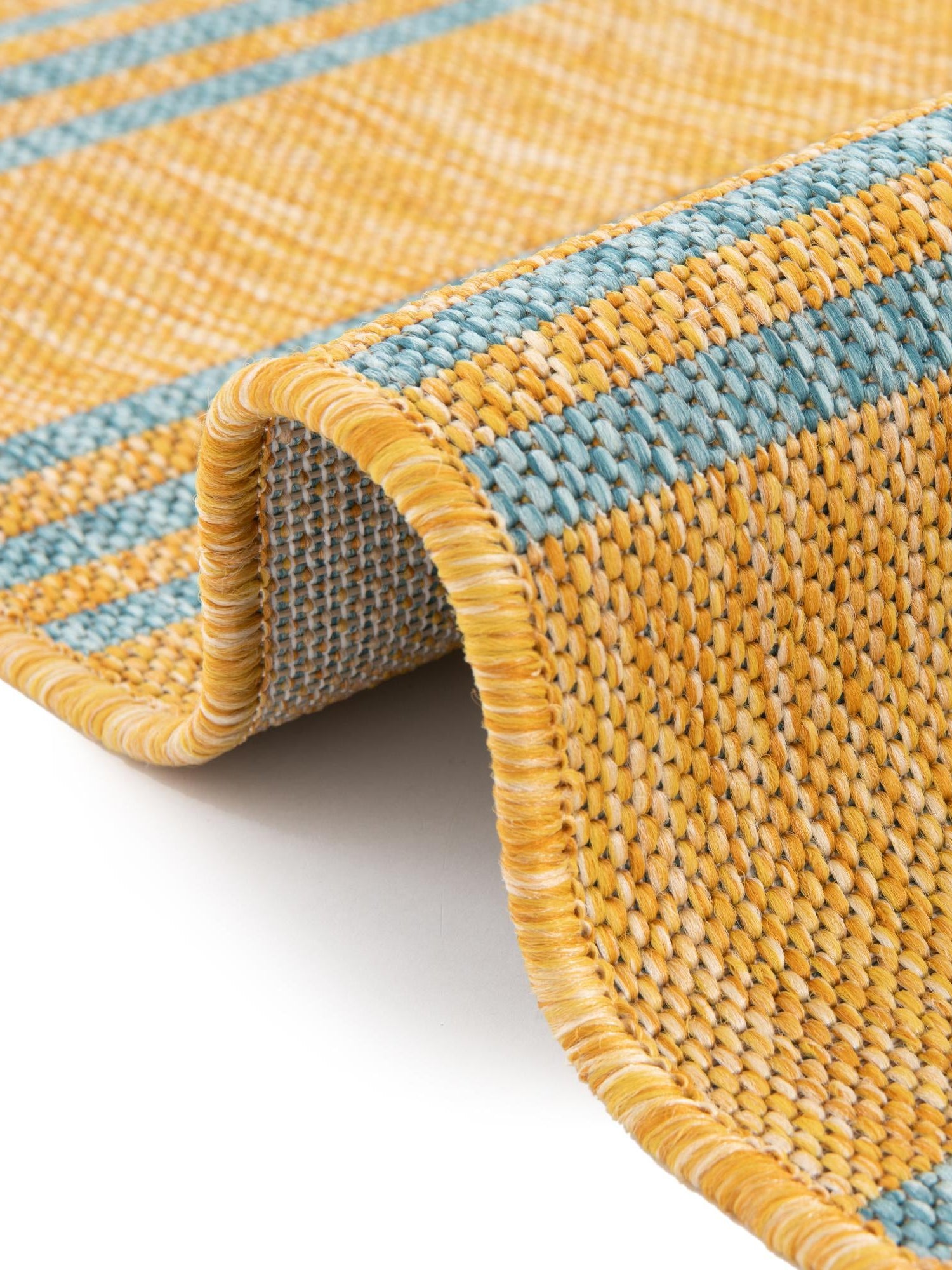 Yellow and Aqua 2' x 6' 1 Jill Zarin Outdoor Runner Area Rug Weather Resistant for Patio, Deck, Terrace, Balcony, Porch Durable 100% Polypropylene Carpet for Outside for Sale at Rug Engine