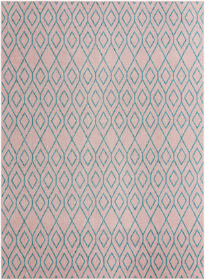 Pink and Aqua 9' x 12' Jill Zarin Outdoor Rectangle Area Rug Weather Resistant for Patio, Deck, Terrace, Balcony, Porch Durable 100% Polypropylene Carpet for Outside for Sale at Rug Engine
