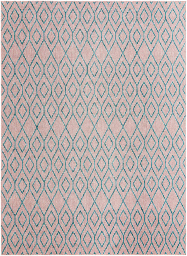 Pink and Aqua 9' x 12' Jill Zarin Outdoor Rectangle Area Rug Weather Resistant for Patio, Deck, Terrace, Balcony, Porch Durable 100% Polypropylene Carpet for Outside for Sale at Rug Engine