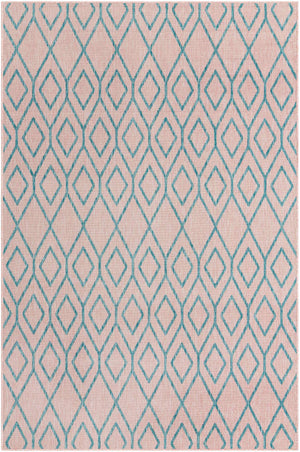 Pink and Aqua 6' 1 x 9' Jill Zarin Outdoor Rectangle Area Rug Weather Resistant for Patio, Deck, Terrace, Balcony, Porch Durable 100% Polypropylene Carpet for Outside for Sale at Rug Engine