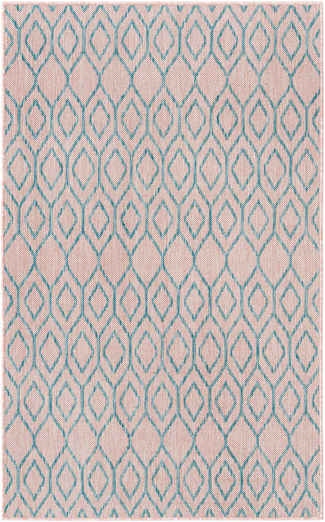 Pink and Aqua 4' 1 x 6' 1 Jill Zarin Outdoor Rectangle Area Rug Weather Resistant for Patio, Deck, Terrace, Balcony, Porch Durable 100% Polypropylene Carpet for Outside for Sale at Rug Engine