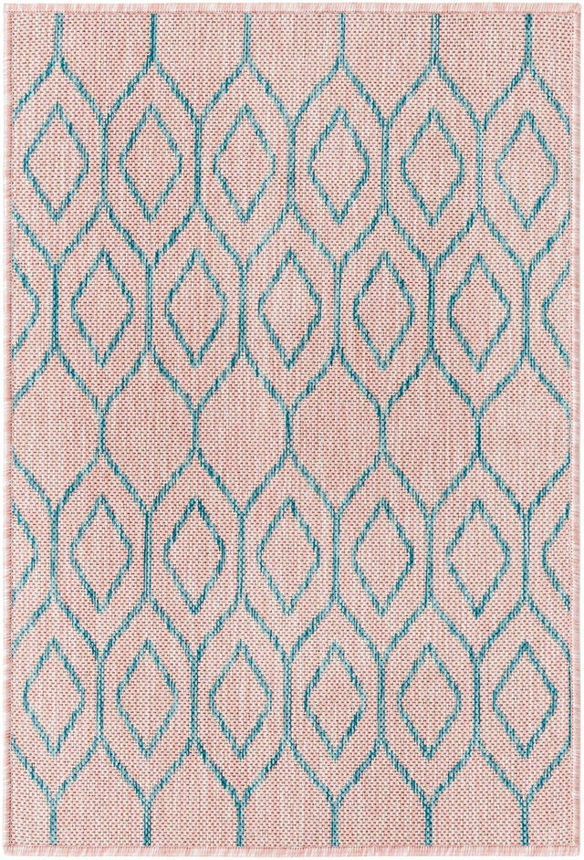 Pink and Aqua 2' x 3' 1 Jill Zarin Outdoor Rectangle Area Rug Weather Resistant for Patio, Deck, Terrace, Balcony, Porch Durable 100% Polypropylene Carpet for Outside for Sale at Rug Engine