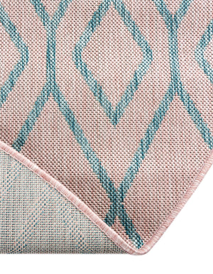 Pink and Aqua 7' 10 x 10' Jill Zarin Outdoor Oval Area Rug Weather Resistant for Patio, Deck, Terrace, Balcony, Porch Durable 100% Polypropylene Carpet for Outside for Sale at Rug Engine