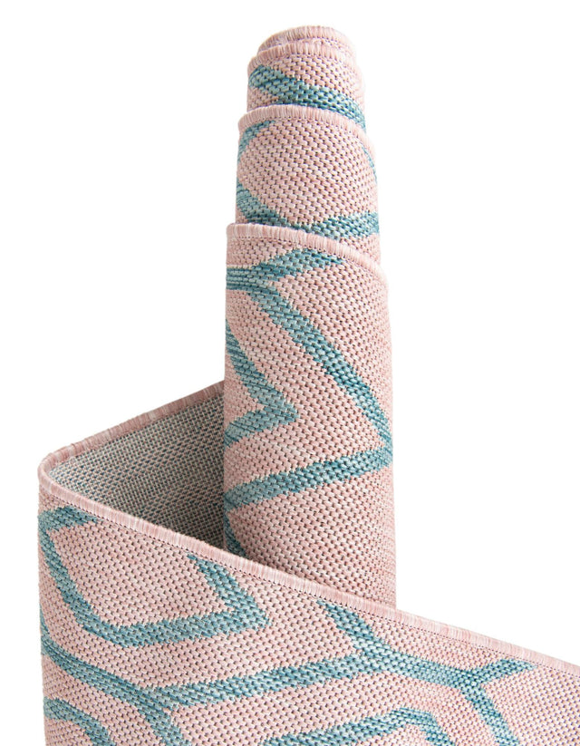 Pink and Aqua 7' 10 x 10' Jill Zarin Outdoor Oval Area Rug Weather Resistant for Patio, Deck, Terrace, Balcony, Porch Durable 100% Polypropylene Carpet for Outside for Sale at Rug Engine