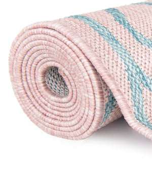 Pink and Aqua 7' 10 x 7' 10 Jill Zarin Outdoor Square Area Rug Weather Resistant for Patio, Deck, Terrace, Balcony, Porch Durable 100% Polypropylene Carpet for Outside for Sale at Rug Engine