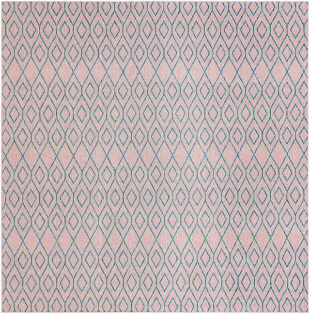 Pink and Aqua 13' 1 x 13' 1 Jill Zarin Outdoor Square Area Rug Weather Resistant for Patio, Deck, Terrace, Balcony, Porch Durable 100% Polypropylene Carpet for Outside for Sale at Rug Engine