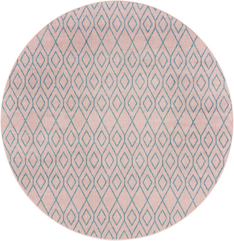 Pink and Aqua 10' 8 x 10' 8 Jill Zarin Outdoor Round Area Rug Weather Resistant for Patio, Deck, Terrace, Balcony, Porch Durable 100% Polypropylene Carpet for Outside for Sale at Rug Engine
