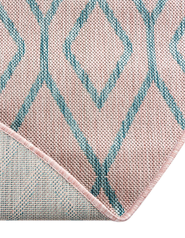 Pink and Aqua 13' 1 x 13' 1 Jill Zarin Outdoor Round Area Rug Weather Resistant for Patio, Deck, Terrace, Balcony, Porch Durable 100% Polypropylene Carpet for Outside for Sale at Rug Engine