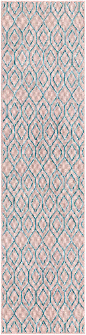 Pink and Aqua 2' x 8' Jill Zarin Outdoor Runner Area Rug Weather Resistant for Patio, Deck, Terrace, Balcony, Porch Durable 100% Polypropylene Carpet for Outside for Sale at Rug Engine