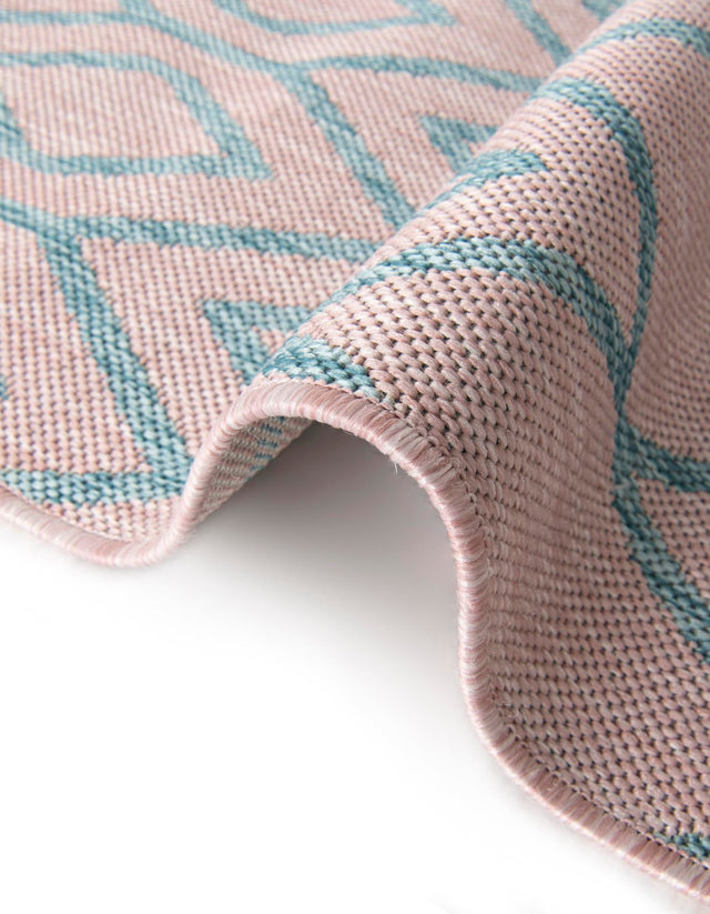 Pink and Aqua 2' x 8' Jill Zarin Outdoor Runner Area Rug Weather Resistant for Patio, Deck, Terrace, Balcony, Porch Durable 100% Polypropylene Carpet for Outside for Sale at Rug Engine