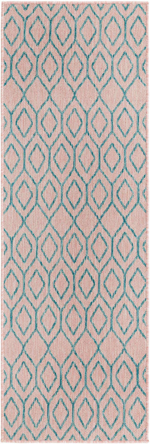 Pink and Aqua 2' x 6' 1 Jill Zarin Outdoor Runner Area Rug Weather Resistant for Patio, Deck, Terrace, Balcony, Porch Durable 100% Polypropylene Carpet for Outside for Sale at Rug Engine