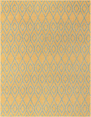 Yellow and Aqua 7' 10 x 10' Jill Zarin Outdoor Rectangle Area Rug Weather Resistant for Patio, Deck, Terrace, Balcony, Porch Durable 100% Polypropylene Carpet for Outside for Sale at Rug Engine