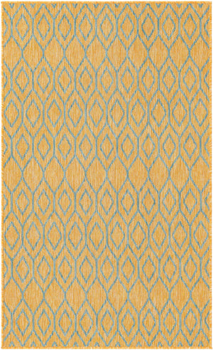 Yellow and Aqua 3' 1 x 5' 3 Jill Zarin Outdoor Rectangle Area Rug Weather Resistant for Patio, Deck, Terrace, Balcony, Porch Durable 100% Polypropylene Carpet for Outside for Sale at Rug Engine