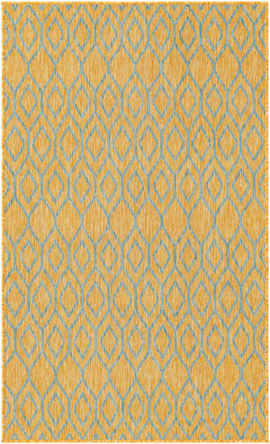 Yellow and Aqua 2' x 3' 1 Jill Zarin Outdoor Rectangle Area Rug Weather Resistant for Patio, Deck, Terrace, Balcony, Porch Durable 100% Polypropylene Carpet for Outside for Sale at Rug Engine