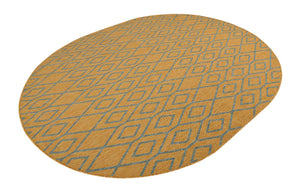 Yellow and Aqua 7' 10 x 10' Jill Zarin Outdoor Oval Area Rug Weather Resistant for Patio, Deck, Terrace, Balcony, Porch Durable 100% Polypropylene Carpet for Outside for Sale at Rug Engine