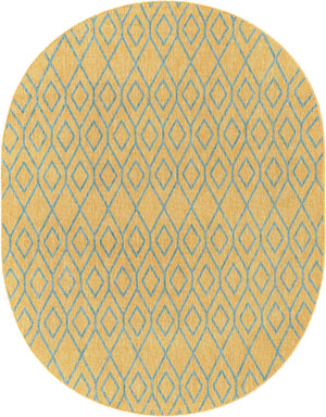 Yellow and Aqua 7' 10 x 10' Jill Zarin Outdoor Oval Area Rug Weather Resistant for Patio, Deck, Terrace, Balcony, Porch Durable 100% Polypropylene Carpet for Outside for Sale at Rug Engine