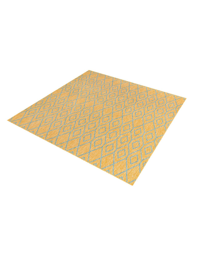 Yellow and Aqua 7' 10 x 7' 10 Jill Zarin Outdoor Square Area Rug Weather Resistant for Patio, Deck, Terrace, Balcony, Porch Durable 100% Polypropylene Carpet for Outside for Sale at Rug Engine