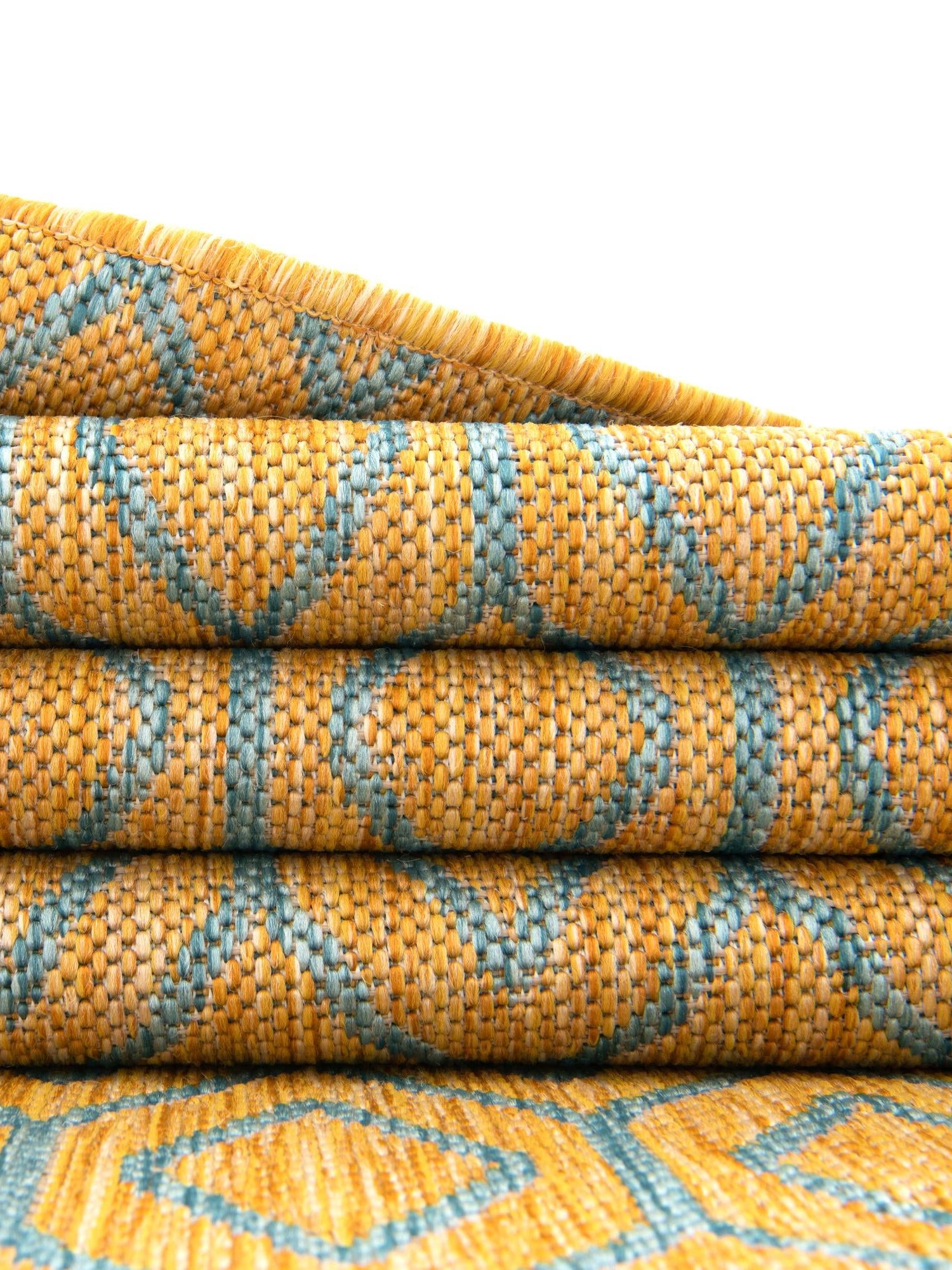 Yellow and Aqua 10' 8 x 10' 8 Jill Zarin Outdoor Square Area Rug Weather Resistant for Patio, Deck, Terrace, Balcony, Porch Durable 100% Polypropylene Carpet for Outside for Sale at Rug Engine