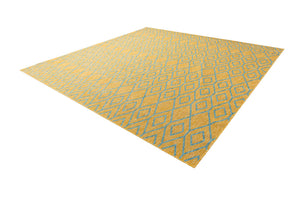 Yellow and Aqua 10' 8 x 10' 8 Jill Zarin Outdoor Square Area Rug Weather Resistant for Patio, Deck, Terrace, Balcony, Porch Durable 100% Polypropylene Carpet for Outside for Sale at Rug Engine