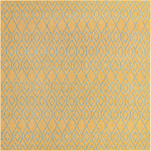 Yellow and Aqua 10' 8 x 10' 8 Jill Zarin Outdoor Square Area Rug Weather Resistant for Patio, Deck, Terrace, Balcony, Porch Durable 100% Polypropylene Carpet for Outside for Sale at Rug Engine