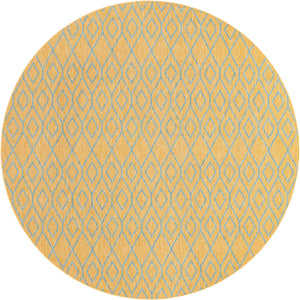Yellow and Aqua 10' 8 x 10' 8 Jill Zarin Outdoor Round Area Rug Weather Resistant for Patio, Deck, Terrace, Balcony, Porch Durable 100% Polypropylene Carpet for Outside for Sale at Rug Engine