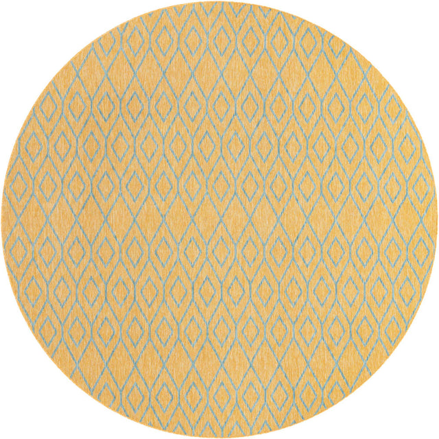 Yellow and Aqua 10' 8 x 10' 8 Jill Zarin Outdoor Round Area Rug Weather Resistant for Patio, Deck, Terrace, Balcony, Porch Durable 100% Polypropylene Carpet for Outside for Sale at Rug Engine