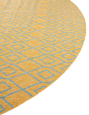 Yellow and Aqua 3' 1 x 3' 1 Jill Zarin Outdoor Round Area Rug Weather Resistant for Patio, Deck, Terrace, Balcony, Porch Durable 100% Polypropylene Carpet for Outside for Sale at Rug Engine