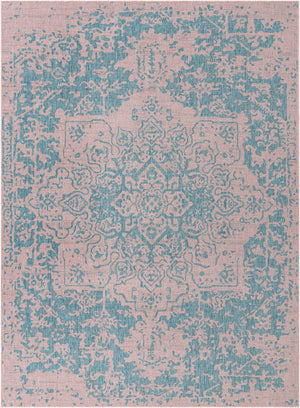 Pink and Aqua 9' x 12' Jill Zarin Outdoor Rectangle Area Rug Weather Resistant for Patio, Deck, Terrace, Balcony, Porch Durable 100% Polypropylene Carpet for Outside for Sale at Rug Engine