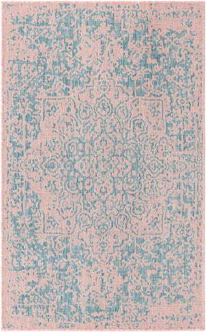Pink and Aqua 3' 1 x 5' 3 Jill Zarin Outdoor Rectangle Area Rug Weather Resistant for Patio, Deck, Terrace, Balcony, Porch Durable 100% Polypropylene Carpet for Outside for Sale at Rug Engine
