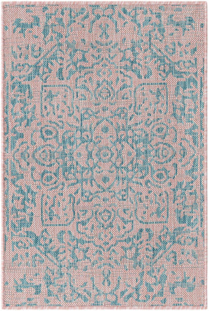 Pink and Aqua 2' x 3' 1 Jill Zarin Outdoor Rectangle Area Rug Weather Resistant for Patio, Deck, Terrace, Balcony, Porch Durable 100% Polypropylene Carpet for Outside for Sale at Rug Engine