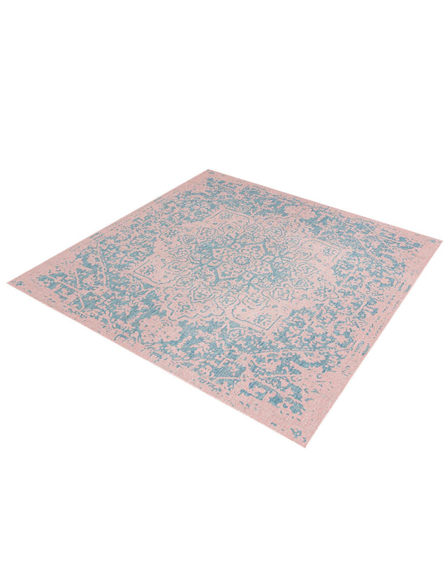 Pink and Aqua 10' 8 x 10' 8 Jill Zarin Outdoor Square Area Rug Weather Resistant for Patio, Deck, Terrace, Balcony, Porch Durable 100% Polypropylene Carpet for Outside for Sale at Rug Engine