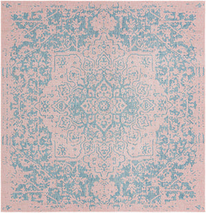 Pink and Aqua 10' 8 x 10' 8 Jill Zarin Outdoor Square Area Rug Weather Resistant for Patio, Deck, Terrace, Balcony, Porch Durable 100% Polypropylene Carpet for Outside for Sale at Rug Engine