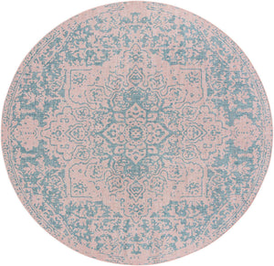 Pink and Aqua 10' 8 x 10' 8 Jill Zarin Outdoor Round Area Rug Weather Resistant for Patio, Deck, Terrace, Balcony, Porch Durable 100% Polypropylene Carpet for Outside for Sale at Rug Engine
