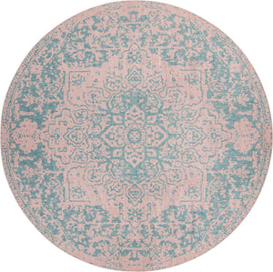 Pink and Aqua 13' 1 x 13' 1 Jill Zarin Outdoor Round Area Rug Weather Resistant for Patio, Deck, Terrace, Balcony, Porch Durable 100% Polypropylene Carpet for Outside for Sale at Rug Engine