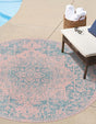 Pink and Aqua 3' 1 x 3' 1 Jill Zarin Outdoor Round Area Rug Weather Resistant for Patio, Deck, Terrace, Balcony, Porch Durable 100% Polypropylene Carpet for Outside for Sale at Rug Engine