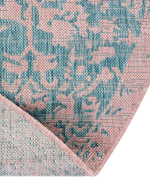 Pink and Aqua 13' 1 x 13' 1 Jill Zarin Outdoor Round Area Rug Weather Resistant for Patio, Deck, Terrace, Balcony, Porch Durable 100% Polypropylene Carpet for Outside for Sale at Rug Engine