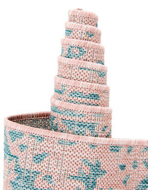 Pink and Aqua 3' 1 x 3' 1 Jill Zarin Outdoor Round Area Rug Weather Resistant for Patio, Deck, Terrace, Balcony, Porch Durable 100% Polypropylene Carpet for Outside for Sale at Rug Engine