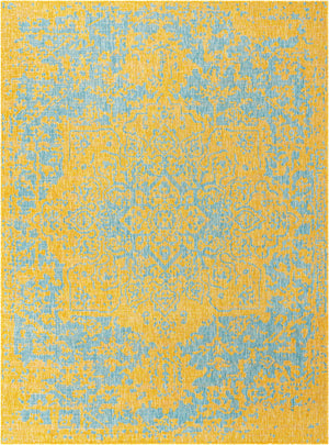 Yellow and Aqua 9' x 12' Jill Zarin Outdoor Rectangle Area Rug Weather Resistant for Patio, Deck, Terrace, Balcony, Porch Durable 100% Polypropylene Carpet for Outside for Sale at Rug Engine