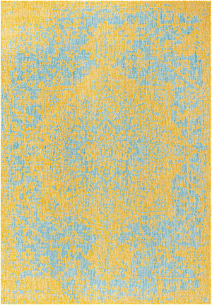 Yellow and Aqua 7' 1 x 10' Jill Zarin Outdoor Rectangle Area Rug Weather Resistant for Patio, Deck, Terrace, Balcony, Porch Durable 100% Polypropylene Carpet for Outside for Sale at Rug Engine