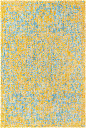 Yellow and Aqua 4' 1 x 6' 1 Jill Zarin Outdoor Rectangle Area Rug Weather Resistant for Patio, Deck, Terrace, Balcony, Porch Durable 100% Polypropylene Carpet for Outside for Sale at Rug Engine