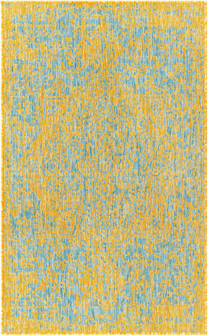 Yellow and Aqua 3' 1 x 5' 3 Jill Zarin Outdoor Rectangle Area Rug Weather Resistant for Patio, Deck, Terrace, Balcony, Porch Durable 100% Polypropylene Carpet for Outside for Sale at Rug Engine