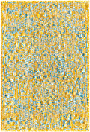 Yellow and Aqua 2' x 3' 1 Jill Zarin Outdoor Rectangle Area Rug Weather Resistant for Patio, Deck, Terrace, Balcony, Porch Durable 100% Polypropylene Carpet for Outside for Sale at Rug Engine
