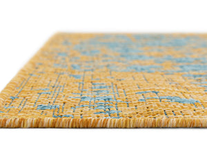 Yellow and Aqua 7' 10 x 7' 10 Jill Zarin Outdoor Square Area Rug Weather Resistant for Patio, Deck, Terrace, Balcony, Porch Durable 100% Polypropylene Carpet for Outside for Sale at Rug Engine