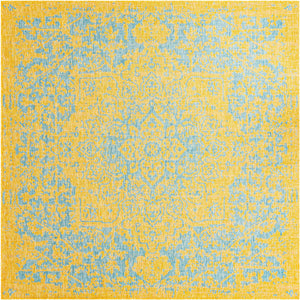 Yellow and Aqua 10' 8 x 10' 8 Jill Zarin Outdoor Square Area Rug Weather Resistant for Patio, Deck, Terrace, Balcony, Porch Durable 100% Polypropylene Carpet for Outside for Sale at Rug Engine